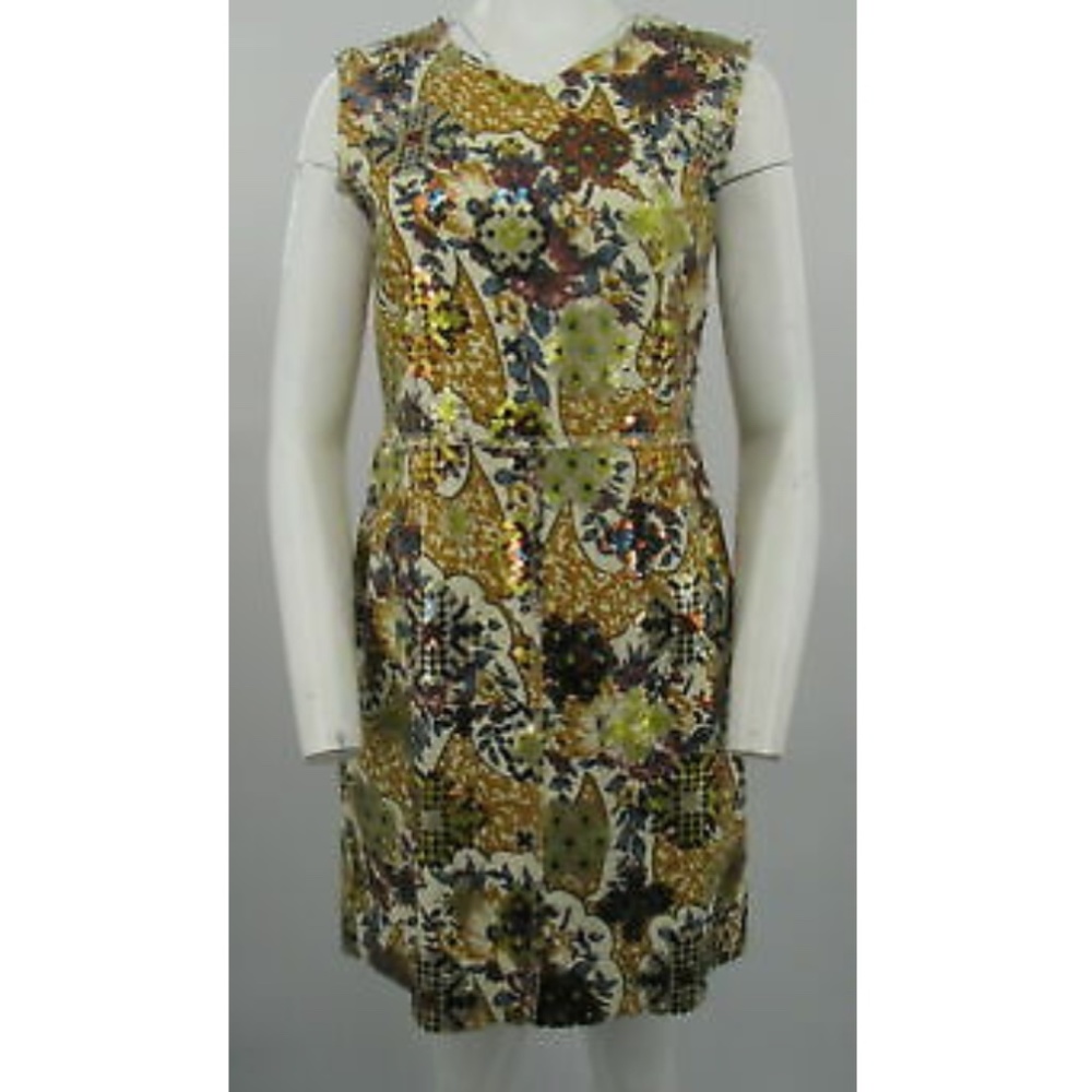 Marc Jacobs Floral Print and Sequin Embroidered Mini Dress sz 10